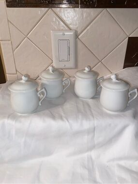 RARE Vintage Royal Worcester Set of 4 Pots de Creme england